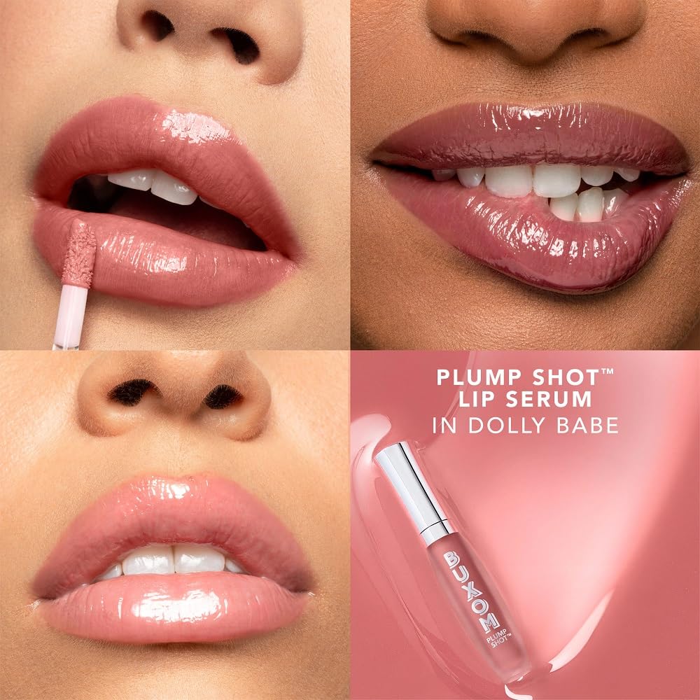 Buxom Plump Shot Peptide-Infused Lip Serum, Lip Plumping Gloss, Formulated with Advanced Peptides, Hyaluronic Acid, Avocado & Jojoba Oil