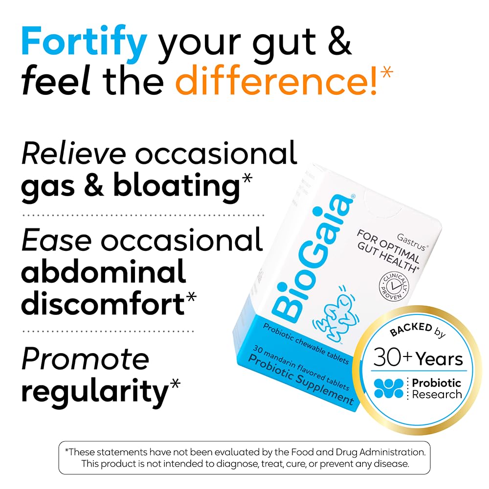 BioGaia Gastrus Gut Health Probiotic | Eases Abdominal Discomfort, Gas & Bloating | Promotes Regularity & a Healthy Gut | Contributes to a Balanced Microbiome | Backed by 30 Years of Research | 2-Pack