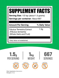 Thumbnail for BulkSupplements.com Tribulus Terrestris Extract Powder - Tribulus Terrestris Supplements, Herbal Supplement - Gluten Free, 1.5g per Serving, 1kg (2.2 lbs) (Pack of 1)