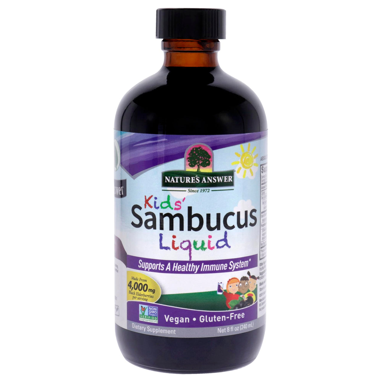 Nature's Answer Sambucus Kids Formula | 8-Fluid Ounces | Kosher Certified Organic Elderberry Syrup | Great Taste & Gluten-Free | Dietary Supplement | No Artificial Preservatives