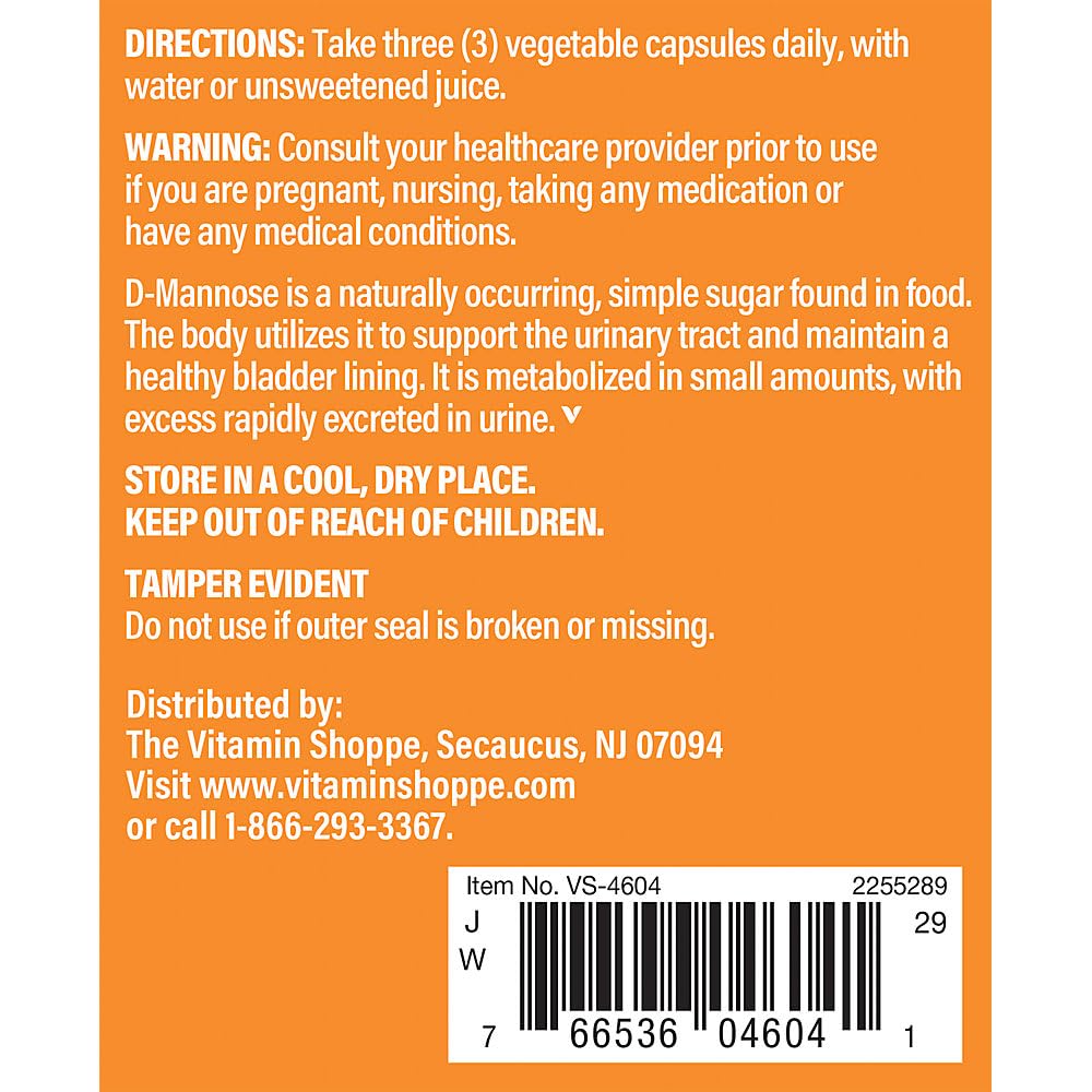 D-Mannose for Urinary Tract Health a" 1,500 MG (120 Vegetable Capsules)