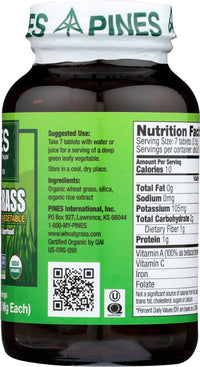 Thumbnail for Pines International Wheat Grass - Green Superfood - Non GMO - 500 Milligram - 250 Tablets