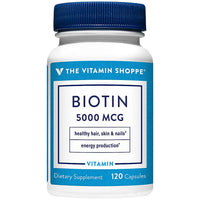 Thumbnail for The Vitamin Shoppe Biotin 5,000MCG - Hair Growth, Skin Health & Nail Strength Support, High Potency B Vitamin (120 Capsules)