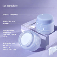 Thumbnail for Naturium Purple Ginseng Cleansing Balm Plus Plant-Based Esters & Linoleic-Rich Oils, Smoothing Face Wash, 3.0 oz