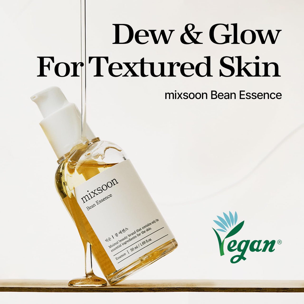 mixsoon Bean Essence-Exfoliating, Hydrating, Fermented Bean Extract, Gentle Formula for Smooth Skin 30ml / 1.01 fl.oz. Korean Glass Skin Care
