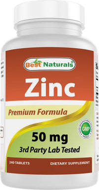 Thumbnail for Best Naturals Zinc Supplement as Zinc Gluconate 50mg 240 Tablets - Immune Support