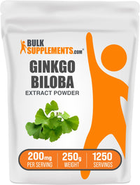 Thumbnail for BulkSupplements.com Ginkgo Biloba Extract Powder - from Ginkgo Biloba Leaf, Antioxidant Source, Herbal Supplement - Gluten Free, 200mg per Serving, 250g (8.8 oz) (Pack of 1)