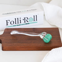 Thumbnail for FolliRoll Derma Roller for HAIR and SKIN - for Face and Scalp Derma Stamp, 192 Titanium Individual Microneedles | FREE Storage Case | for Men and Women (Green, 0.30mm)