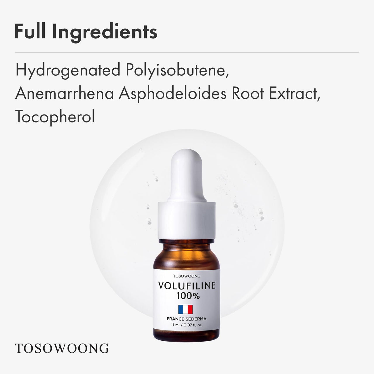 TOSOWOONG Volufiline Serum, 100% France Sederma Volufiline Concentrate for Plumping, Skin firming, Boost and Glass skin, glow Skincare for Face, lip and body, 11ml 0.37 fl. oz.