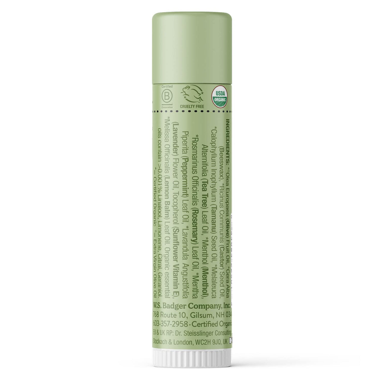 Badger Tea Tree Classic Lip Balm, 100% Organic Lip Balm, Moisturizing Herbal Lip Care w/Light Silky Texture, Soothing & Refreshing Lip Care for Irritated or Chapped Lips, 4 Pack