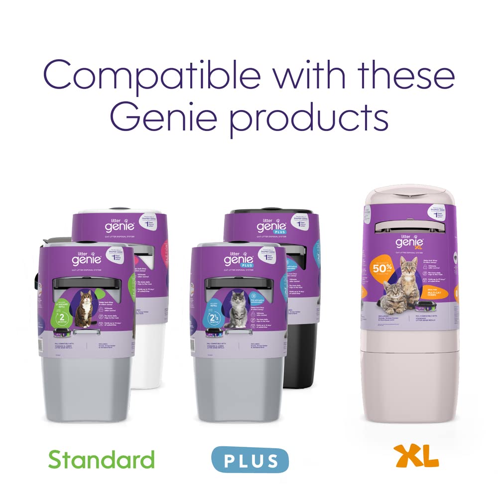 Litter Genie Refill Bags 14 FT (1-Pack) Multi-Layers Of Odor-Barrier Technology 1 Square Refill Cartridge Lasts Up To 2 Months Per Cat