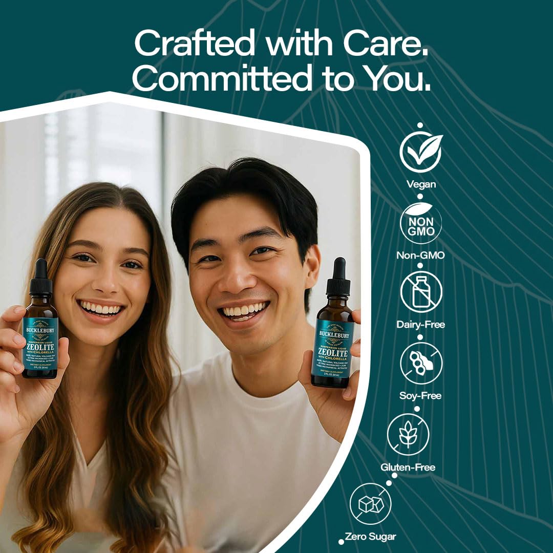 BUCKLEBURY Zeolite Liquid Suspension w/Chlorella - Detox Support, Immune System and Digestive Tract Health Support for Kids and Adults (60 Servings)