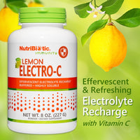 Thumbnail for NutriBiotic - Lemon Electro-C,Vitamin C & Electrolyte Powder, 8 Oz | 850 Mg Vitamin C Per Serving | Effervescent Electrolyte Recharge | Buffered & Highly Soluble | Free of Calories, Gluten & Non-GMO
