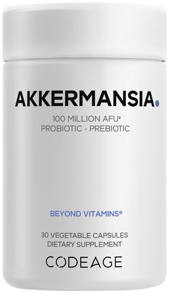 Codeage Akkermansia Synbiotic Supplement - 100 Million AFU Akkermansia Probiotic & Chicory Inulin Prebiotic - Chicory Root - 1 Capsule Per Serving - Non-GMO, Gluten-Free - 30 Capsules