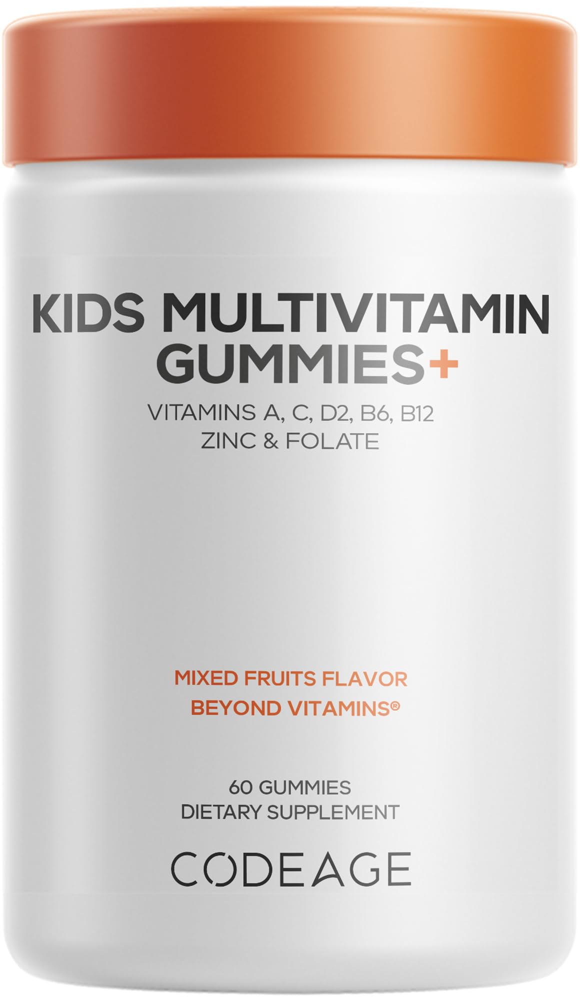 Codeage Kids Multivitamin Gummies Supplement - Vitamins A, C, D2, B6, B12, Zinc, Folate, Iodine - 2-Month Supply Children's Vitamins - Non-GMO, Gluten-Free, Dairy-Free - Mixed Fruits - 60 Gummies