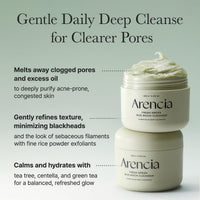 Thumbnail for Arencia Korean Rice Mochi Face Cleanser - Face Wash, Gentle Scrub All in One for Deep Cleansing, Moisturizing, Pore Minimizing, Acne-Prone Skin, Removing Blackhead with Rice Water & Green Tea