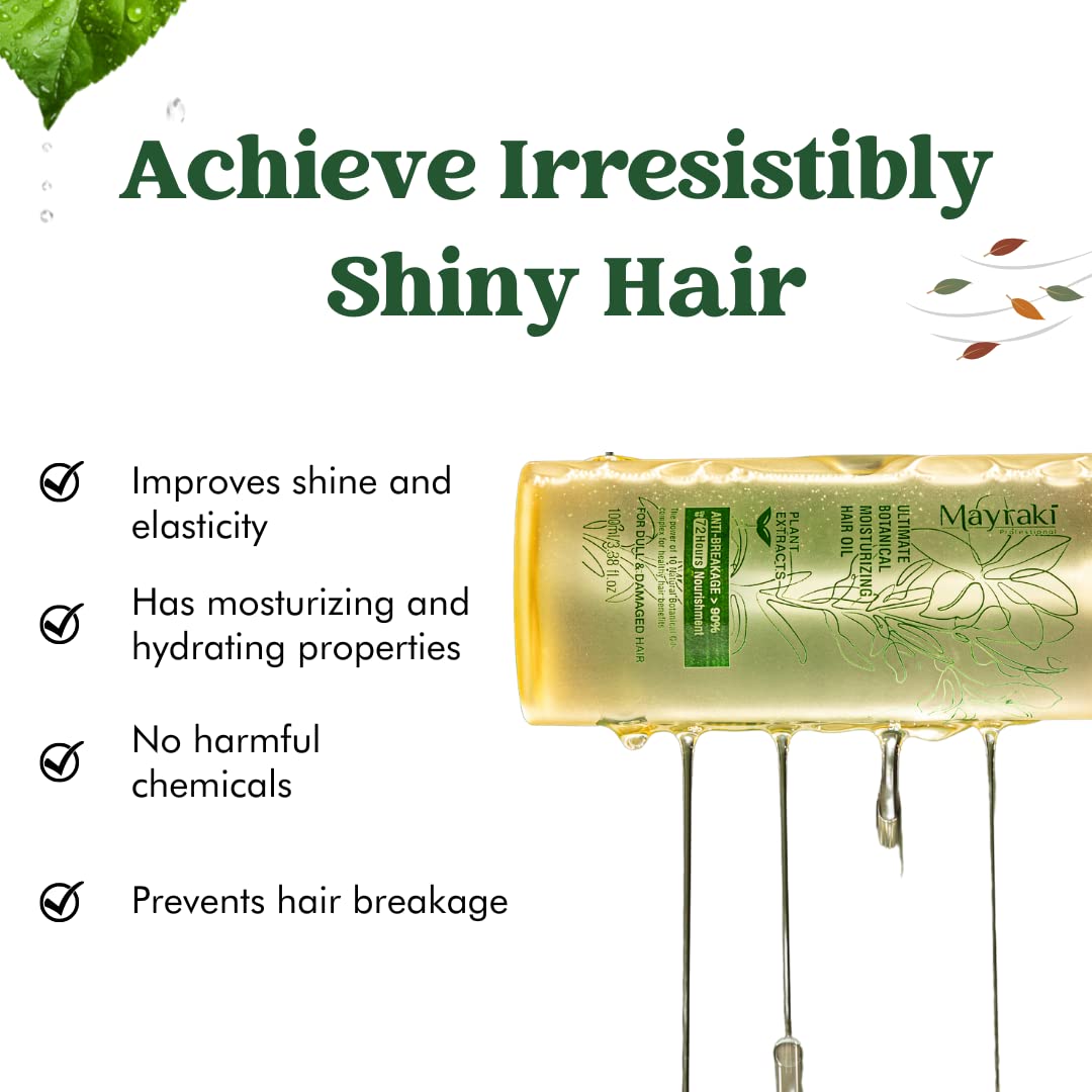 Mayraki Hair Growth Oil | Ultimate Moisturizing Hair Oil Treatment | Revitalizing Lightweight Hair Oil for Curly Frizzy Hair | Repair Damaged Hair and Dry Scalp | 100ml | 3.38 fl. oz.
