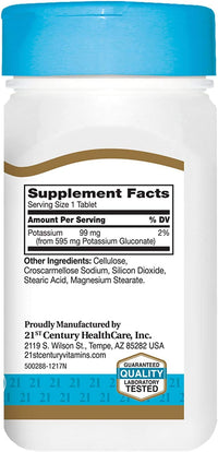 Thumbnail for 21st Century, Potassium Gluconate, 595 mg, 110 Tablets