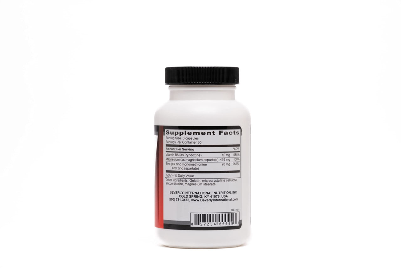 Beverly International ZMA 2000, 90 Capsules. BI’s Formulation is Designed to Improve Muscle Strength, Endurance, Immune System Support and Recovery Post Training. Zinc Magnesium Aspartate + Vitamin B6