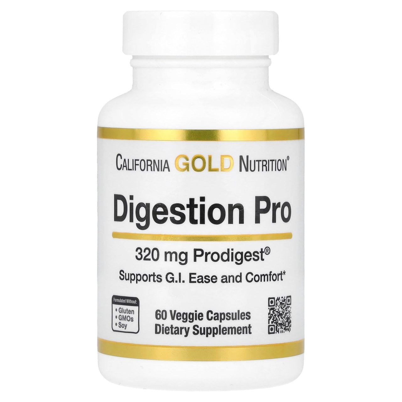 California Gold Nutrition Digestion Pro with ProDigest®, Botanical Digestive Blend of Artichoke and Ginger Extracts, 320 mg, 60 Veggie Capsules