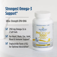 Thumbnail for Nordic Naturals ProOmega 2000, Lemon Flavor - 120 Soft Gels - 2150 mg Omega-3 - Ultra High-Potency Fish Oil - EPA & DHA - Promotes Brain, Eye, Heart, & Immune Health - Non-GMO - 60 Servings