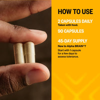 Thumbnail for ONNIT Alpha Brain Nootropic Brain Supplement for Men and Women, IGEN Non-GMO Tested, Memory, Mental Clarity, Cognitive Support and Focus Capsules with L-Theanine and Vitamin B6 (90 Count)