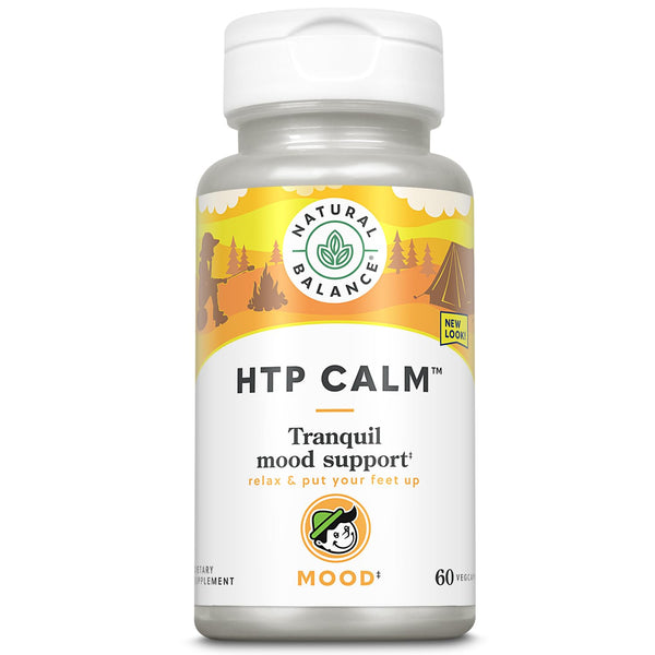 Natural Balance HTP Calm | Herbal Supplement Helps Support Mood, Relaxation & Stress | Vitamin B-6, Kava Kava & St. Johns Wort | 60 Capsules