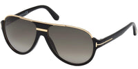 Thumbnail for Tom Ford Classic Rectangular Sunglasses, Black (Nero Lucido/Verde Grad), 59