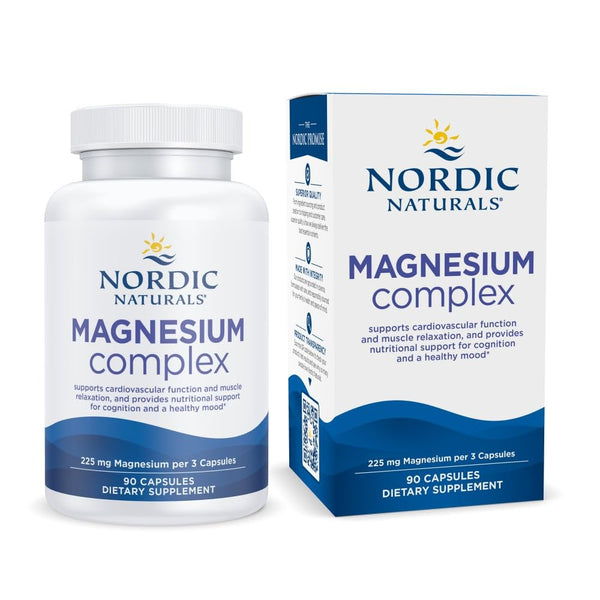 Nordic Naturals Magnesium Complex - 90 Capsules - 225 mg Magnesium, 1.9 mg Iron - Brain & Heart Health, Mood, Energy, & Muscle Relaxation - Non-GMO, Vegan - 30 Servings