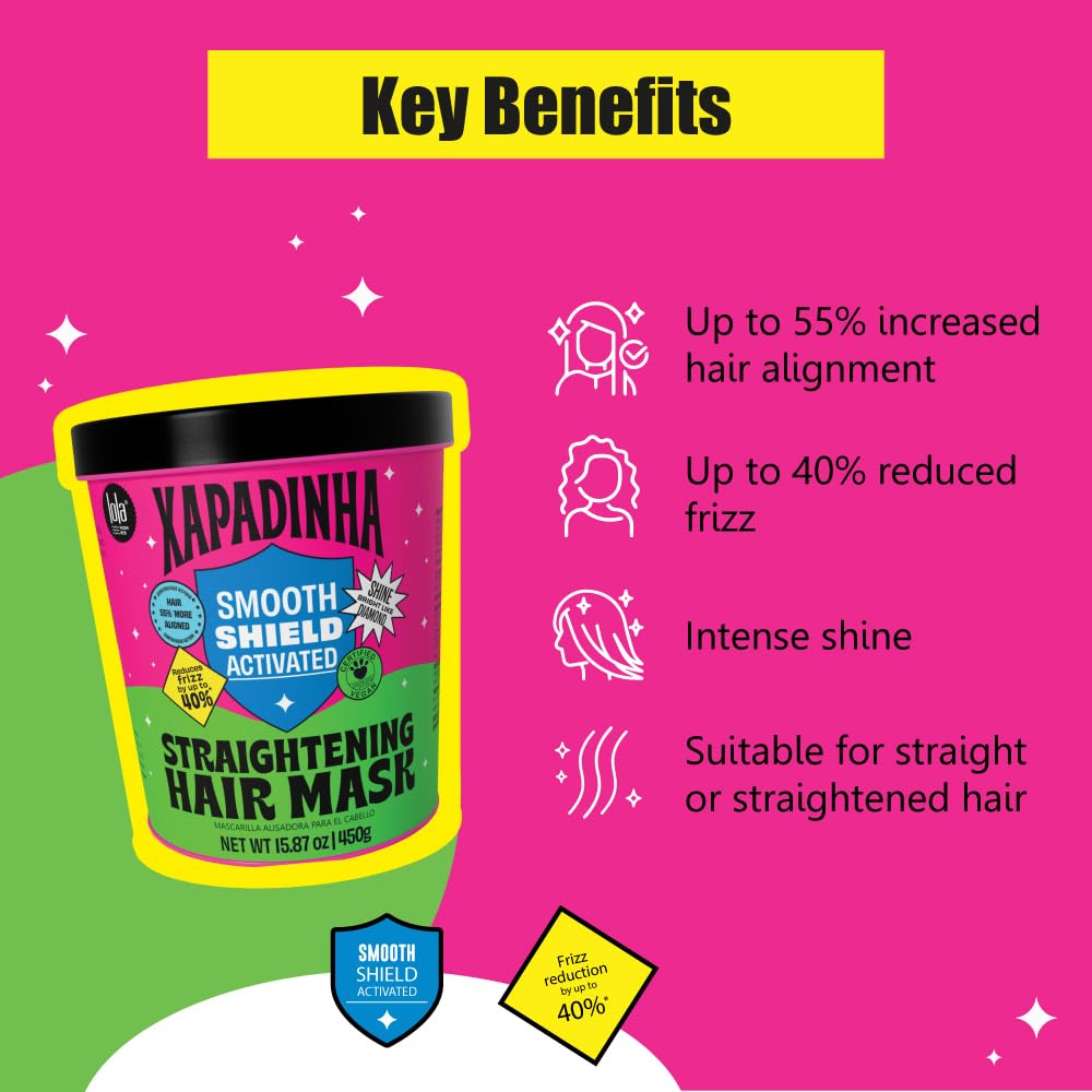 Lola From Rio - Xapadinha - Disciplining Hair Mask For Straight or Straightnened Hair, 55% Alignement, 40% Reduction in Frizz, Intense Shine 15.87 Fl Oz