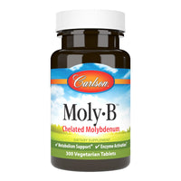Thumbnail for Carlson - Moly-B, Chelated Molybdenum Supplements, Metabolism Support & Enzyme Activation, Molybdenum Glycinate Chelate, 300 Vegetarian Tablets