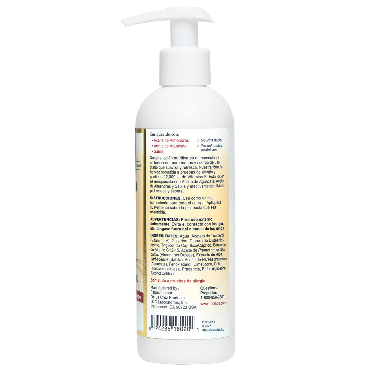 De La Cruz Vitamin E Lotion for Dry Skin with 12,000 IU