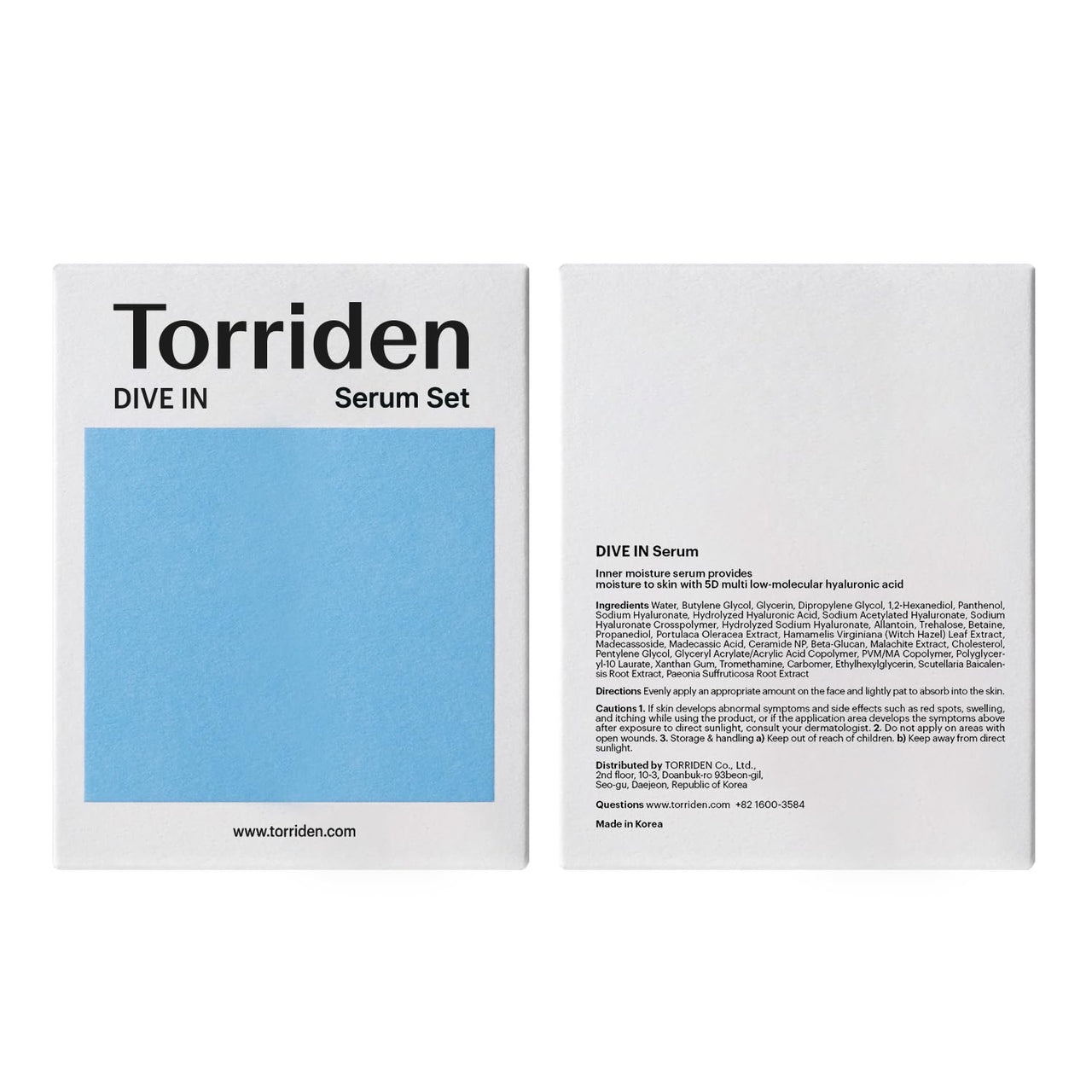 Torriden DIVE IN Hyaluronic Acid Serum 50ml(1.69 fl.oz.) * 2 (Pack of 2) | Deep Hydration to Get Glow Skin | Hyaluronic Acid, Panthenol, Allantoin | Korean Facial Serum
