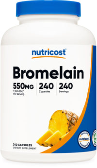 Thumbnail for Nutricost Bromelain Capsules (240 Capsules) - 550 MG Per Serving, Vegan, Non-GMO, GMP Compliant