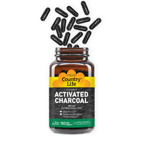 Thumbnail for Country Life Activated Organic Coconut Charcoal Capsules, 260mg – Natural Charcoal Supplement for Gas and Bloating Relief, Gluten-Free, 180 Vegan Capsules