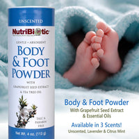 Thumbnail for NutriBiotic – Body & Foot Powder, Unscented, 4 Oz | with Grapefruit Seed Extract & Tea Tree Oil | Vegan & Non-GMO | Talc, Paraben & Gluten Free | Gentle & Absorbent