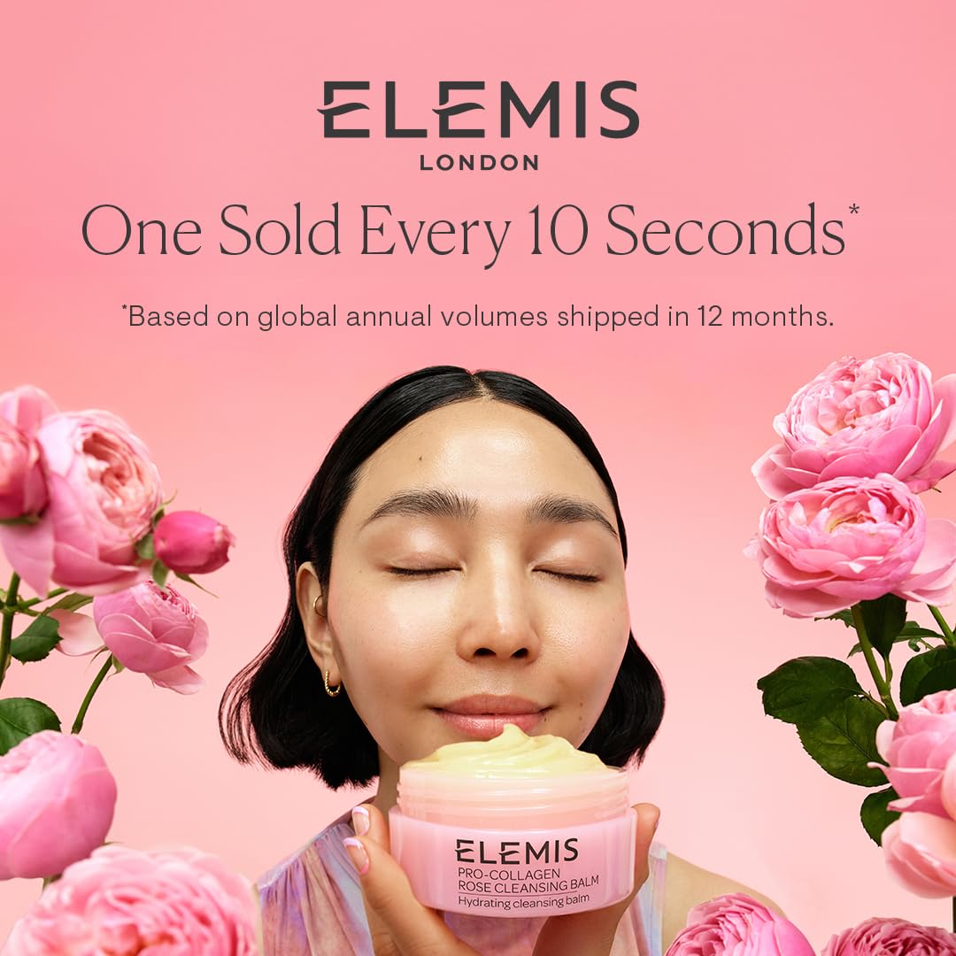 ELEMIS Pro-Collagen Rose Cleansing Balm - 3-in-1 Daily Face Cleanser - Melts Away Waterproof Makeup and Sunscreen - Rose and Elderberry Oil - 100