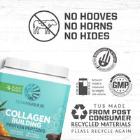 Thumbnail for Sunwarrior Vegan Collagen Building Powder Protein Peptide with Biotin Vitamin C Hyaluronic Acid for Hair Skin Nail Dairy Free Gluten Free | Chocolate
