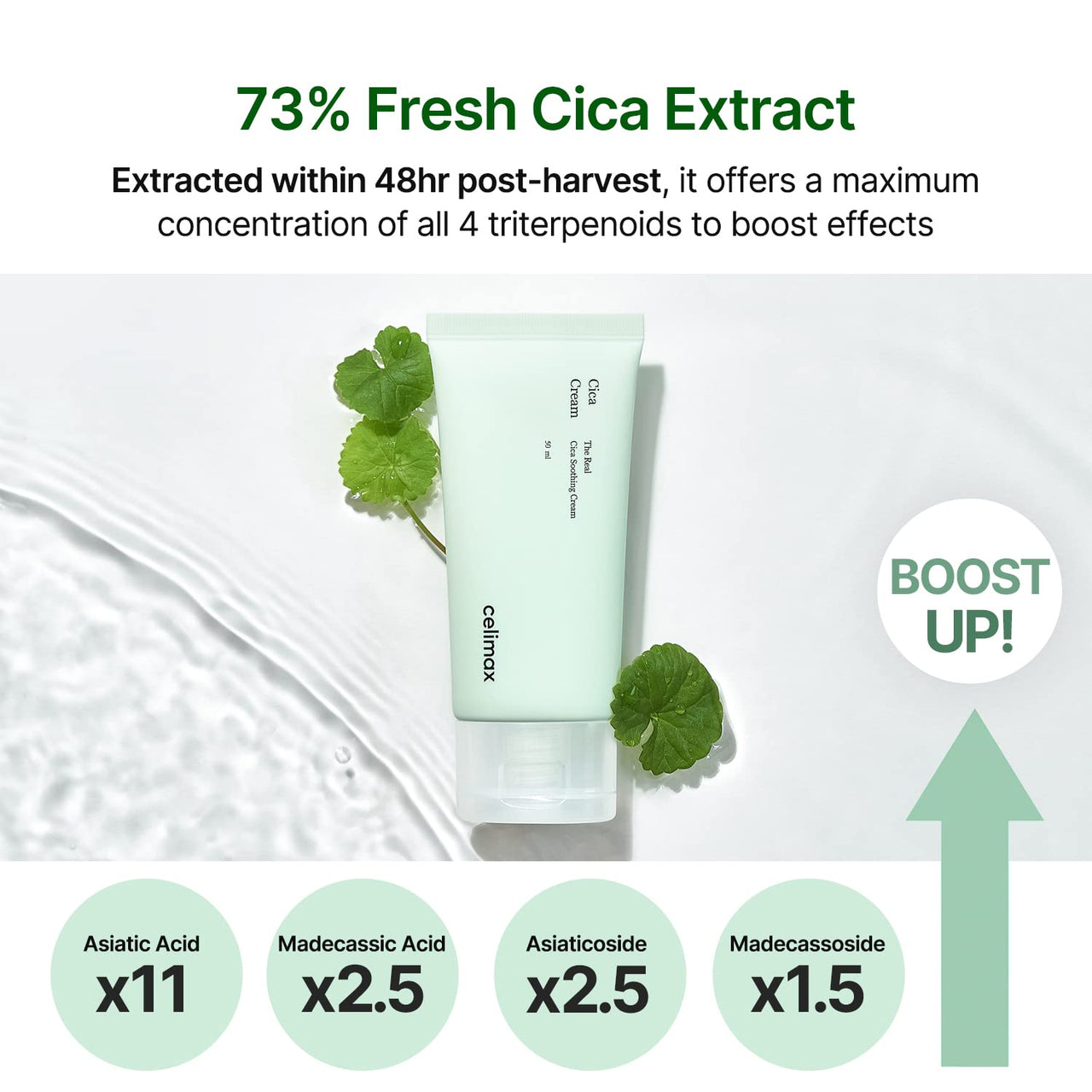Celimax The Real Cica Soothing Cream | with Fresh Cica Extract, Oil Free, Hydrating, Moisturizing, Calming, Lightweight Gel Cream, 50ml