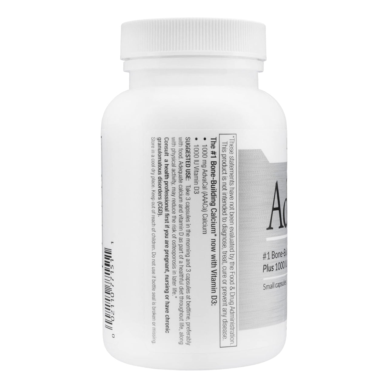 Lane Innovative - AdvaCAL 1000, Advanced Calcium Supplement, Easy to Swallow Extra Small Capsule, Supports Increased Bone Density (50 Servings)