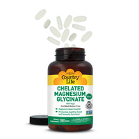 Thumbnail for Country Life Chelated Magnesium Glycinate 400mg – High Absorption Magnesium Supplement for Muscle Relaxation, Energy, Bone & Immune Support – Gluten-Free, Vegan, Halal, Non-GMO Verified - 180 Tablets
