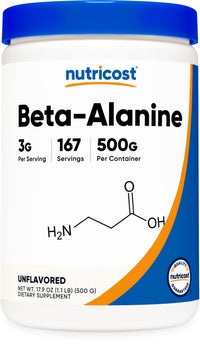 Thumbnail for Nutricost Beta Alanine Powder 500 Grams (1.1lbs) - Pure Beta Alanine, Gluten Free & Non-GMO