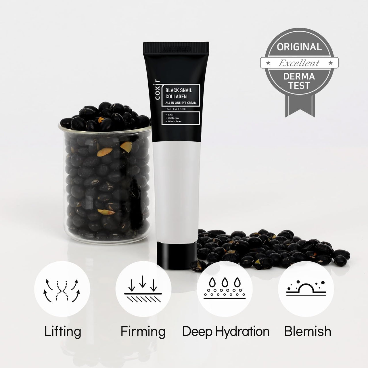 coxir BLACK SNAIL COLLAGEN ALL IN ONE EYE CREAM for eye, neck and face |Black Rice, Collagen| Paraben Free, Cruelty Free, korean skincare, Christmas Stocking Stuffers [30ml/1.01 fl.oz]
