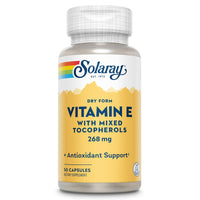 Thumbnail for SOLARAY Vitamin E 400 IU (268mg), Dry Form with Mixed Tocopherols Vitamin E - Antioxidant Supplement, PMS and Menopause Support - 60-Day Guarantee, Lab Verified - 50 Servings, 50 Capsules