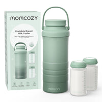 Thumbnail for Momcozy 22oz Portable Breast Milk Cooler for Outdoor, Life Saver with 360° Total Cooling for 24 Hours, Larger Capacity Travel Breastmilk Chiller with 2pcs Baby Bottles for Breastmilk Storage, Green
