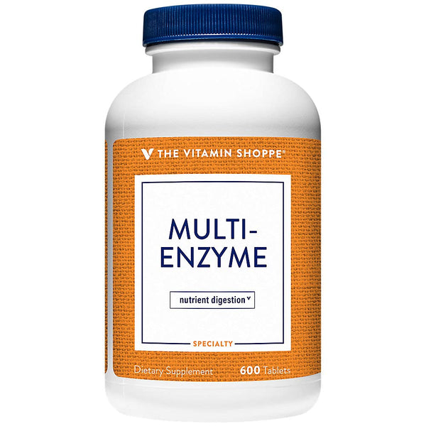 The Vitamin Shoppe Digestive Enzymes - Complete Multi-Enzyme Formula | Protein Fat Carb Digestion | 600 Tablets | Plant-Based