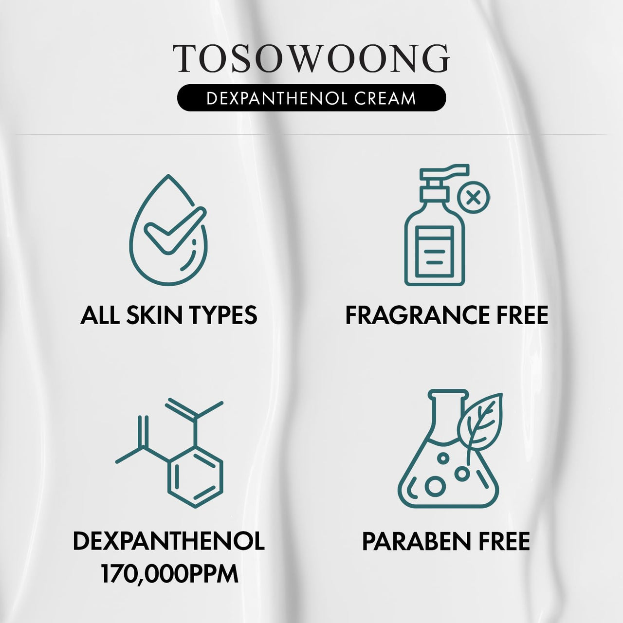 TOSOWOONG Dexpanthenol Cream, 170,000ppm B5 Panthenol, Madecassoside, Centella Asiatica for Skin Barrier Repair, Facial Moisturizer, Soothing, Hydrating, Korean Skincare, 60ml, 2.02 fl. oz.