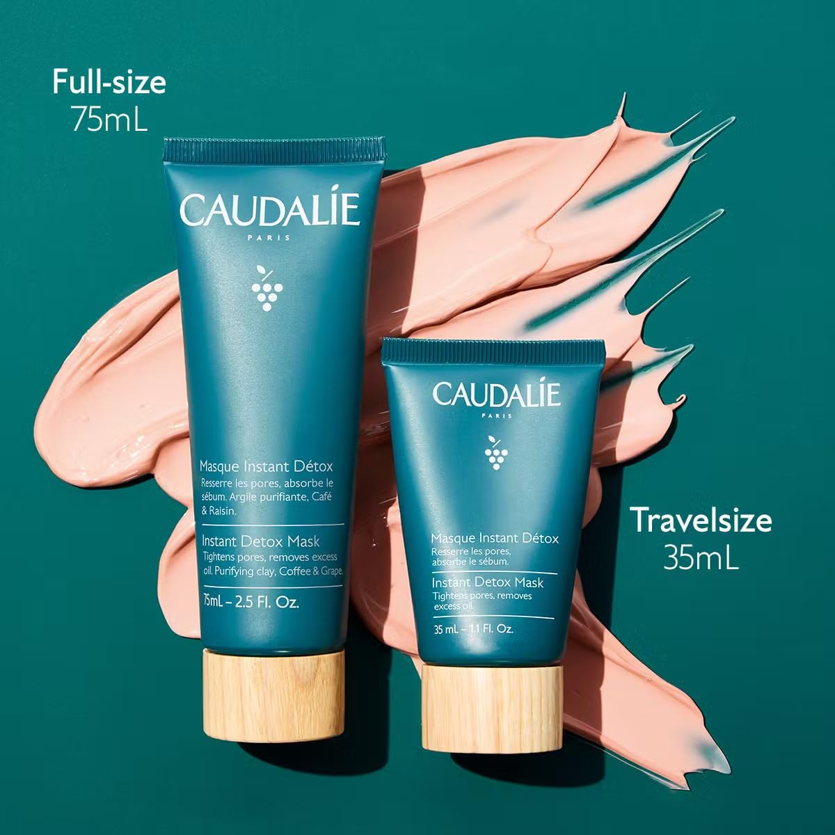 Caudalie Instant Detox Mask, Pore Minimizing Clay Mask, Visibly Eliminates Excess Sebum and Visibly Tightens Pores in as Little as 10 Minutes, 1.1 Fl Oz