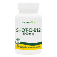 Thumbnail for NaturesPlus Shot-O-B12 - 30 Softgels - 5000 mcg - Supports Energy & Immune Health - Gluten Free - 30 Servings
