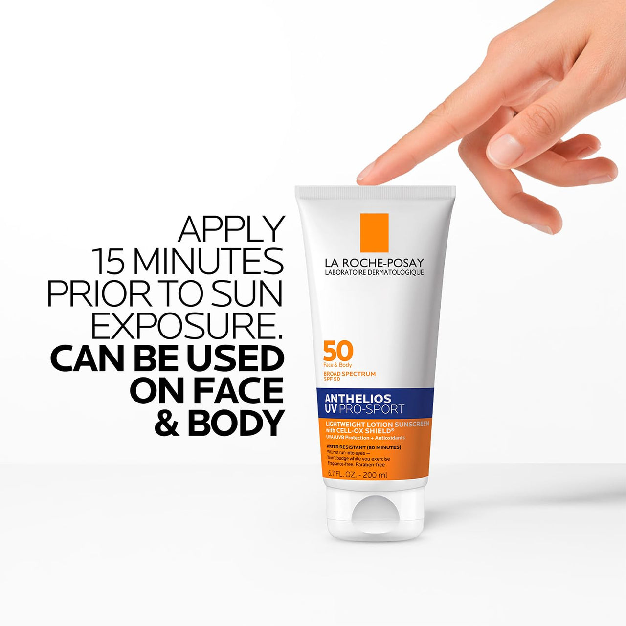 La Roche-Posay Anthelios UV Pro-Sport SPF 50 Sunscreen for Face & Body, Water & Sweat Resistant with Non-Drip Formula, Invisible Broad Spectrum Sunscreen Lotion, Lightweight & Breathable, 6.7 Fl Oz